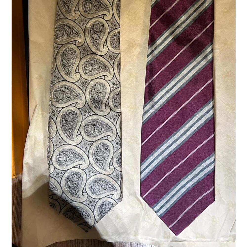 2 Burberry Men's Silk Neckties - Made in Italy - Luxury